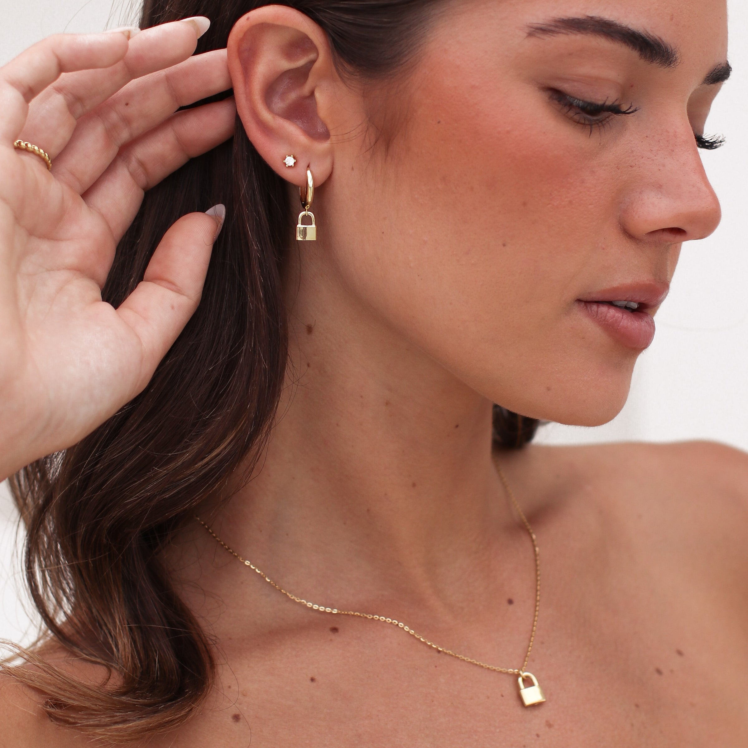 Gold Key Lock Hoop Earring Hoops Endless Huggies Dangle Simple Earrings  Everyday/gift for Her - Etsy